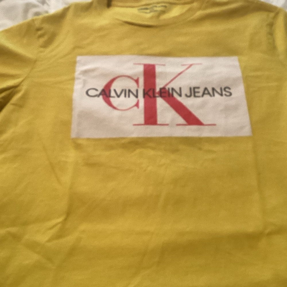 Calvin Klein Jeans Yellow Tee with Red CK Logo